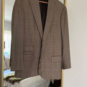 Ralph Lauren blue label light brown glen plaid Kashmir and silk sport coat. 44
